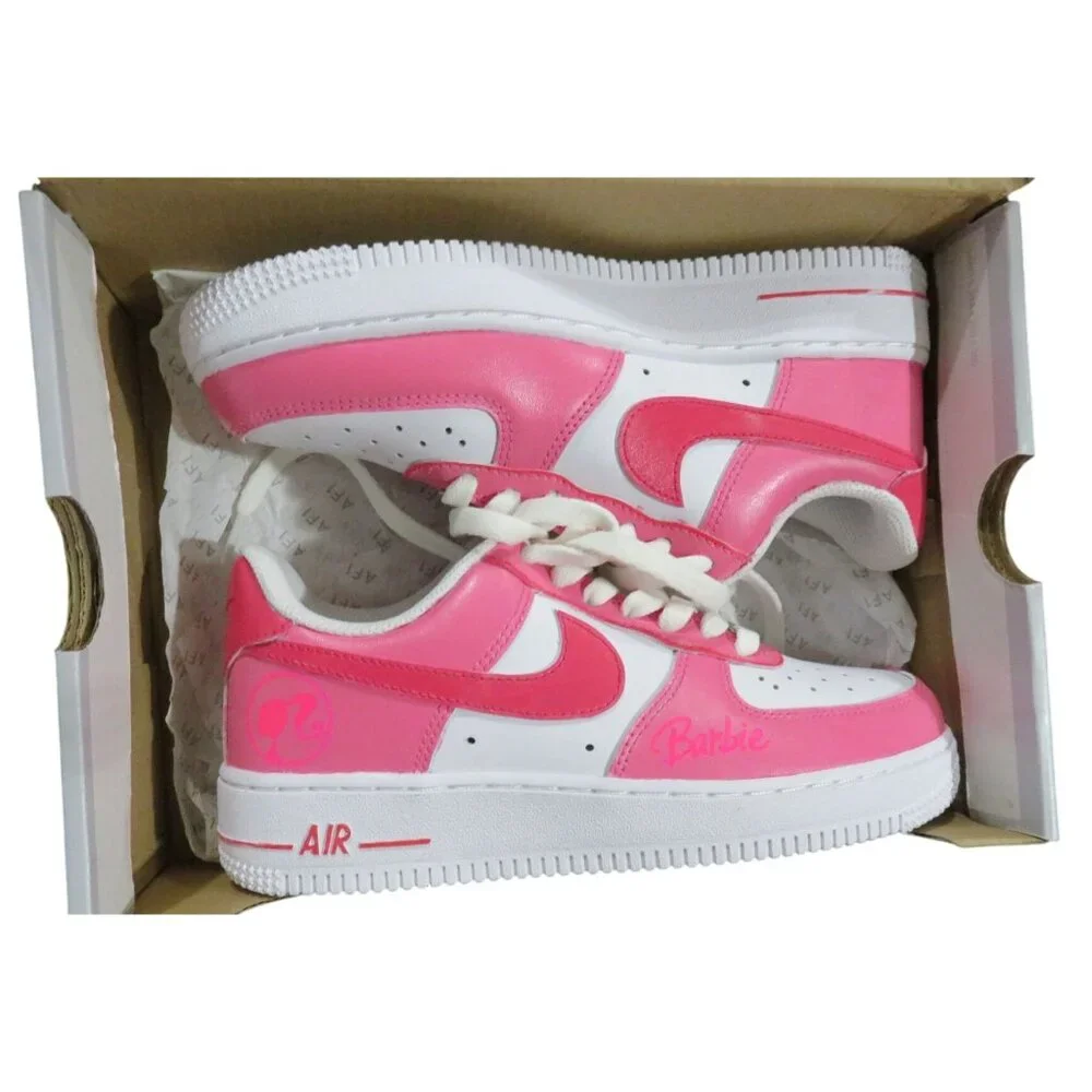 Nike Air Force 1 2007 Custom Barbie Limited Edition Pink & White Sneakers sz 6.5
